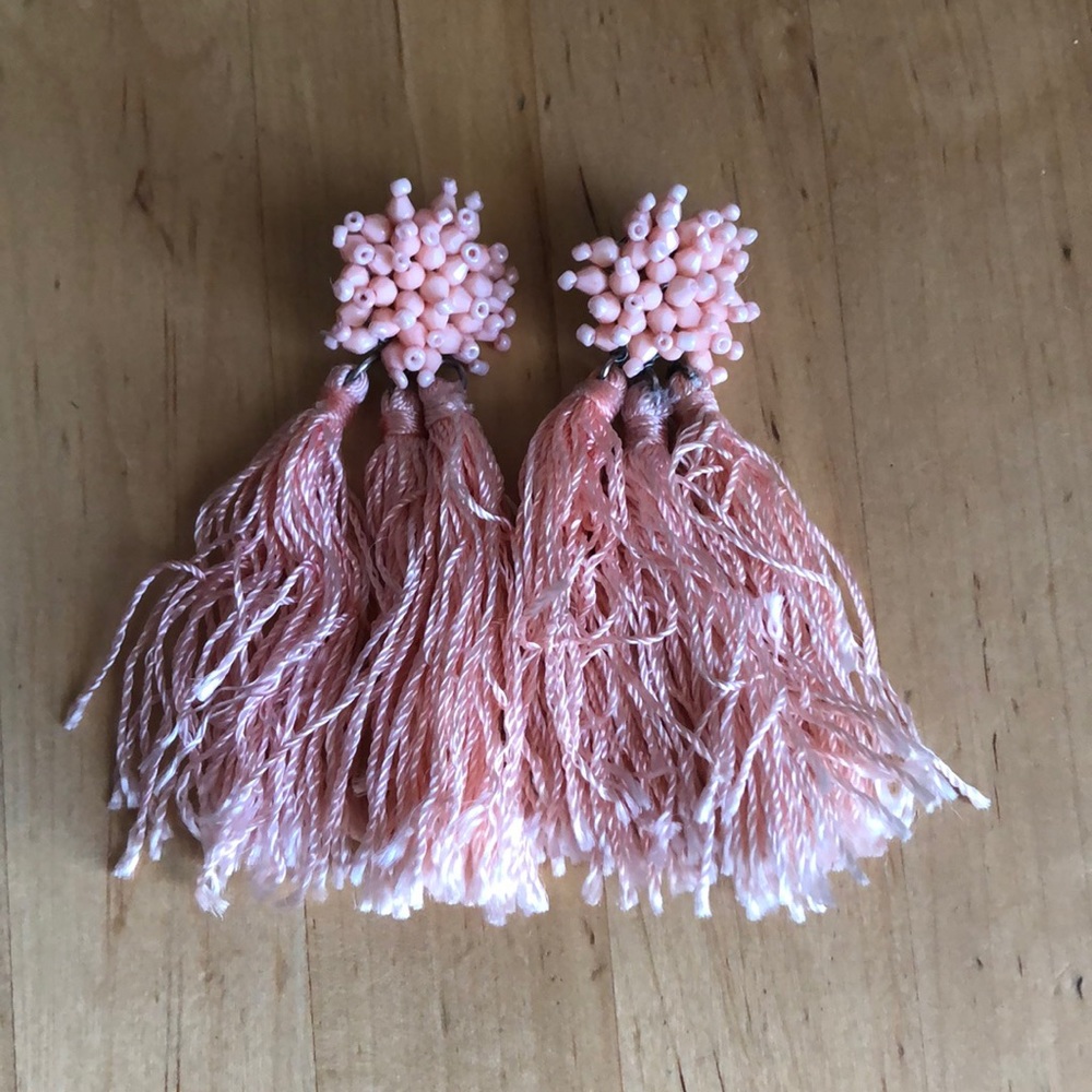 NWOT BaubleBar Pink Statement Tassel Earrings